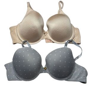 Jessica Simpson Breezies Cream and Gray Bra bundlelot  36B Molded Cups